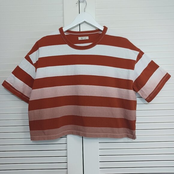 Madewell Tee Shirt Ombre Stripe Dip Dye Oversized Boyfriend Womens X Small - Picture 2 of 7